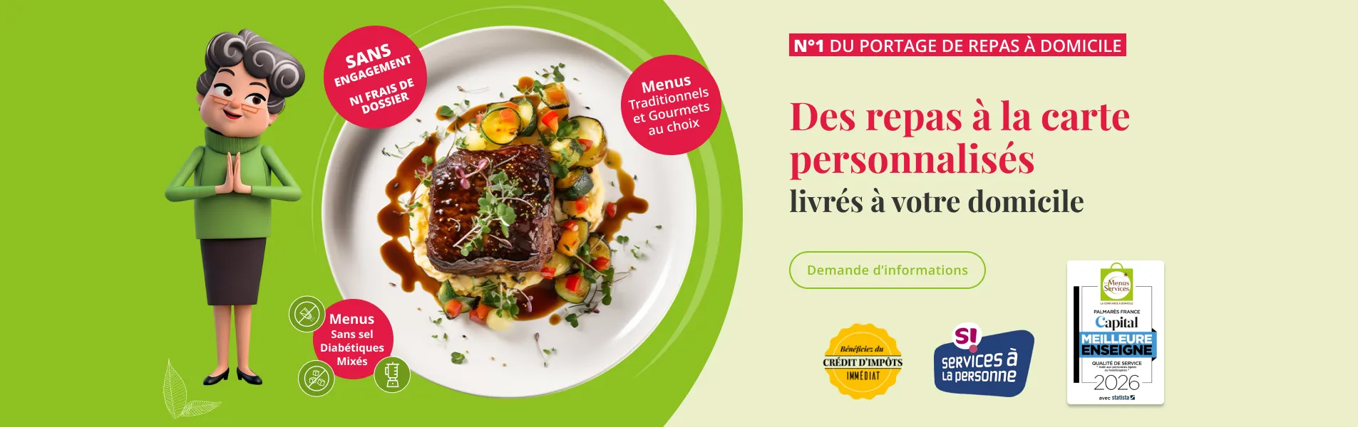 Des repas à la carte personnalisés livrés à domicile - Sans engagement - Les Menus Services